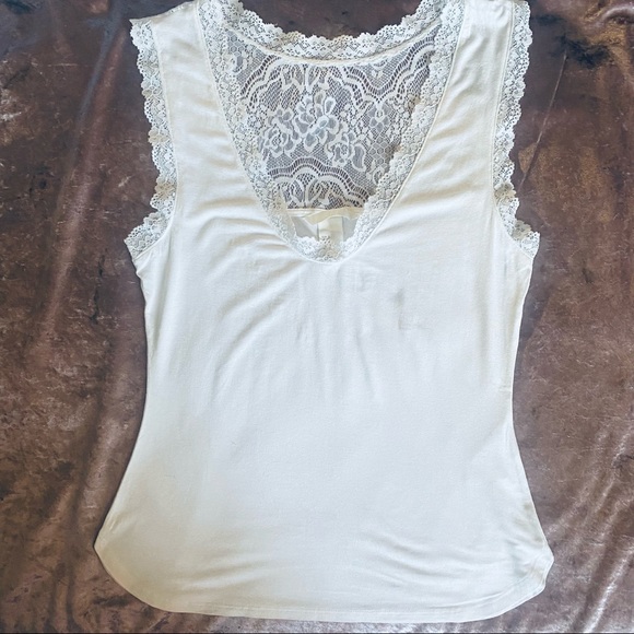 H&M White Tank Top with Lace Detail Small - Picture 6 of 6